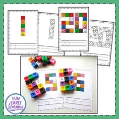 the printable worksheet for building blocks is shown in three different colors and shapes