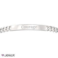 This classic engravable ID bracelet is the perfect gift for yourself or your loved one. Engrave the front with a name or a special date and add a meaningful message to the back. Handcrafted in sterling silver, this 8" men's bracelet features a figaro-link chain secured with a lobster clasp for just the right fit. Classic Personalized Bracelets For Promise, Classic White Gold Name Bracelet, Classic White Gold Name Bracelet With Engraving Option, Classic Engraved Bracelets For Promise, Classic Name Bracelet With Engraving Option As Gift, Classic Personalized Sterling Silver Bracelet, Classic Engraved Sterling Silver Bracelet For Anniversary, Classic Engraved Promise Bracelets, Personalized Classic Sterling Silver Bracelet