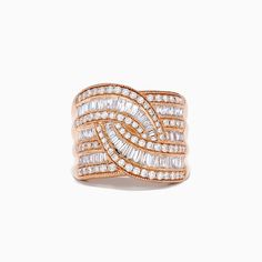 Effy 14K Rose Gold Diamond Crossover Ring Diamond Crossover Ring, Crossover Diamond Ring, Criss Cross Ring, Rose Stone, Crossover Ring, Ladies Ring, Effy Jewelry, Cross Ring, Rose Gold Diamonds