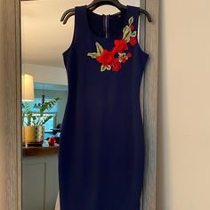 Hi There! I Am Selling This Espresso, M, Blue Bodycon Sleeveless Dress, Floral Embroidery, Beautiful! Nwot! Blue Sleeveless Dress With Floral Applique, Sleeveless Blue Dress With Floral Applique, Blue Floral Applique Sleeveless Dress, Fitted Sleeveless Dress With Floral Embroidery, Fitted Embroidered Sleeveless Dress, Fitted Sleeveless Mini Dress With Floral Embroidery, Sleeveless Fitted Embroidered Mini Dress, Fitted Sleeveless Embroidered Mini Dress, Sleeveless Blue Mini Dress With Floral Embroidery