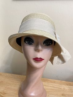 This soft Toyo Straw vintage-inspired natural beige cloche hat is lightweight and the hat will fit up to 22 5/8 inch head size which an inside sizing cord to adjust to your head size. The brim is 2 inches wide. The crown is about 4 1/2 inches tall. The bow band is made from cotton and linen blend material. NOTE: Please check the head size before purchase, I am happy to answer any questions you may have. There will be a 20% restocking fee for all returned hats. Luxury Beige Cloche Hat For Women, Hat Wedding Guest, Wedding Guest Hat, Black Beret Hat, Wedding Hats For Guests, Straw Cloche Hat, Flapper Cloche, Fall Fashion Accessories, Downton Abbey Fashion