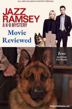 a movie poster with a german shepard dog in the foreground and an image of a man standing next to him