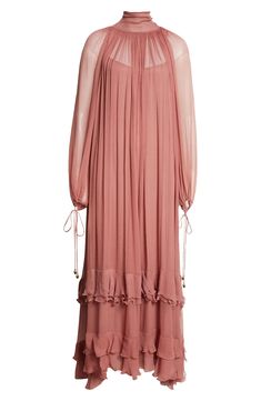 Chloé Long Sleeve Tiered Ruffle Silk Mousseline Maxi Dress | Nordstrom Chloe Fashion, Fabric Gifts, Free Fabric, Nordstrom Dresses, Ruffle Hem, Clothing Items, Chloe, Turtle Neck, Top Brands