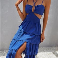 Never Worn I Love This It Just Doesn’t Fit Me Size Small True Size Small Dresses Shein, Strappy Dress, Shein Dress, Dream Outfits, Shein Dresses, Strappy Dresses, Dresses Blue, High Low Dress, Blue Dresses