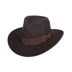 Indiana Jones Wool Felt Fedora- Katanga – Tenth Street Hats Western Style Fitted Fedora For Travel, Classic Brimmed Felt Hat For Travel, Western Style Fur Felt Fedora With Flat Bill, Fitted Felt Hat With Curved Brim For Travel, Brown Felt Flat Bill Hat For Kentucky Derby, Brown Flat Bill Felt Hat For Kentucky Derby, Wool Fedora With Curved Brim In Solid Color, Wool Fedora With Curved Brim, Solid Wool Fedora With Curved Brim