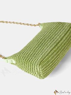 BirdinBag - Versatile Straw Bag: Stylish Vacation Essential Rattan Bag, Baguette Bag, Pearl Types, Woven Bag, Bird In Bag, Bag Bag, Bohemian Chic, Chain Strap, Polyester Material