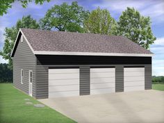 this is an artist's rendering of a two - car garage with attached carport