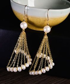 Oversize 14K Gold Pearl Tassel Drop EarringsMade of fine 14K Gold Pearl Tassel.Measurement: 8cm/3.12" * 0.8cm/0.312". Matches easily with daily hairstyle, dresses & Shirts Streetwear Dress, Daily Hairstyles, Handmade Jewelry Tutorials, Tassel Drop Earrings, Design Jewelry, Asymmetrical Design, Print Chiffon, Gold Pearl, Jewelry Tutorials