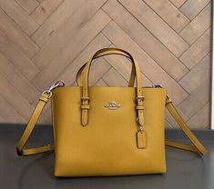 COACH C4084 Mollie Tote Bag 25 Double Face Leather Silver/Yellow Gold (Mustard)  | eBay Coach Bags For Daily Use In Fall, Luxury Yellow Crossbody Satchel, Yellow Shoulder Bag With Double Handle, Classic Yellow Satchel With Gold-tone Hardware, Classic Yellow Crossbody Satchel, Classic Yellow Coach Bag, Yellow Coach Shoulder Bag, Classic Yellow Crossbody Shoulder Bag, Elegant Yellow Coach Shoulder Bag