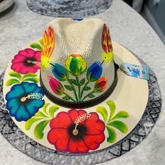 Anpa Hat Made In Mexico And Hand Painted New Never Used Size Medium This Is A One Of A Kind Art Hats, Painted Hats, Men Cream, Flower Hats, Shoes With Jeans, Hat Making, Art Paint, Paint Colors, Fashion Shop