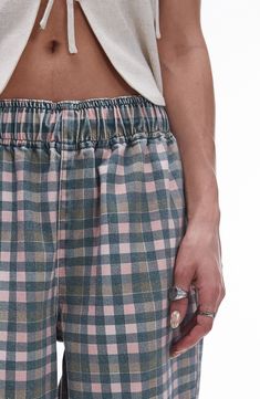 Neat checks lend depth to these straight-leg pants crafted from pure cotton twill and topped with a comfy elastic waist. Elastic waist Side-seam pockets 100% cotton Machine wash, line dry Made in Turkey Fabric Gifts, Free Fabric, Anniversary Sale, Straight Leg Pants, Cotton Twill, Leg Pants, Pure Cotton, Elastic Waist, Checks