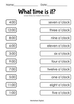 a worksheet with the words what time is it? and numbers to 10