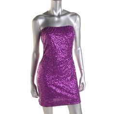 Just Flirt Purple Sequined Strapless Party Clubwear Dress L. Manufacturer: Just Flirt Size: L Size Origin: Us Manufacturer Color: Purple Retail: $98.00 Condition: New With Tags Style Type: Clubwear Dress Collection: Just Flirt Silhouette: Sheath Sleeve Length: Strapless Closure: Pullover Dress Length: Above Knee, Mini Total Length: 25 Inches Bust Across: 14 1/2 Inches Waist Across: 14 Inches Hips Across: Inches Material: 92% Polyester/8% Lycra Fabric Type: Sequined Specialty: Cut-Out Spring Prom Tube Top, Summer Mini Tube Top For Prom, Strapless Backless Dress For Spring Night Out, Glamorous Strapless Dress For Party, Strapless Tube Top For Prom, Glamorous Summer Club Tube Top, Glamorous Backless Tube Top For Summer, Glamorous Bandeau Mini Dress For Summer, Glamorous Bandeau Strapless Dress