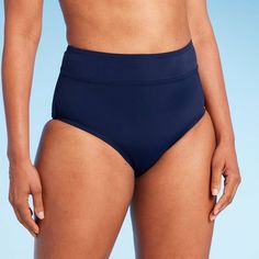 Lands' End Women's UPF 50 Full Coverage Tummy Control High Waist Bikini Bottom - Navy Blue L High Waist Blue Bottoms For Pool, High Waist Swim Skirt With Wide Waistband For Beach, High Waist Solid Swim Skirt For Swimming, Beach Tankini With Wide Waistband Brief, Blue High-waisted Swim Skirt For Beachwear, Beach Tankini With Wide Waistband, Blue High-waist Bottoms For Poolside, Blue High Waist Bottoms For Poolside, High Waist Solid Color Swim Skirt