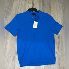 Theory Mens Blue Luxury Polo Nwt $165 Size Large. New With Tags $165 Blue Classic Blue T-shirt For Work, Classic Blue T-shirt For Casual Work, Blue Fitted Polo Shirt For Business Casual, Fitted Blue Polo Shirt For Business Casual, Blue Relaxed Fit Polo Shirt For Work, Blue Luxury, Blue Man, Color Blue, Mens Shirts