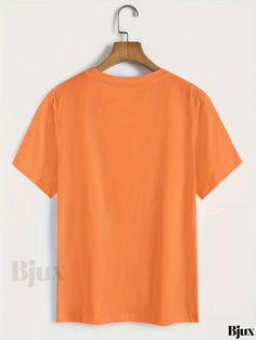 Bjux - Womens Casual Short Sleeve Cartoon Ghost Print Crew Neck T-Shirt - Ideal for Spring & Summer Wear, Fashionable Womens Clothing Casual Plain Orange Tops, Casual Orange Plain Tops, Solid Color Text Print T-shirt For Summer, Solid Summer T-shirt With Text Print, Summer Solid Color T-shirt With Text Print, Solid Color Summer T-shirt With Text Print, Ghost Cartoon, Fall Care, Summer Wear