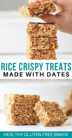 rice crispy treats made with dates are the perfect snack to eat on a hot summer day