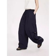 Vintage Pleated Baggy Cargo Pants: Harajuku Street Style   1Measurement In CMsizeWaist(cm)Hips (cm)Pant Length(cm)Opening CIR(cm)M641249831L6812810033XL72132102352XL76136104373XL8014010639 Baggy Wide Leg Hip Hop Harem Pants, Baggy Wide Leg Harem Pants Hip Hop Style, Casual Harem Bottoms With Pockets, Blue Baggy Harem Pants, Blue Baggy Harem Pants Casual, Hip Hop Style Baggy Wide Leg Bottoms, Hip Hop Style Baggy Wide Leg Pants, Baggy Hip Hop Parachute Pants For Summer, Hip Hop Wide Leg Baggy Pants