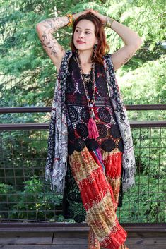 Afrin Vest Black and White Bold Patterns, Eclectic Fashion, Embroidery Craft, Kimono Jacket, Stitch Embroidery, Overall Dress, Jacket Tops, Brunei, Fashion Ideas