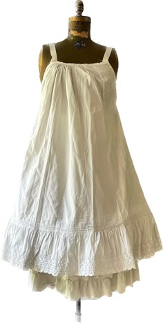 Victorian Lace Slip Dress  Charmingly Tea Stained One Size 100% Cotton Victorian Slip Dress, Victorian Undergarment Dress, Victorian Tea Dress, Victorian Wrapper Dress, Victorian Underdress, Victorian Dress Simple, Victorian Outfits Women, Table Cloth Dress, Demon Friend