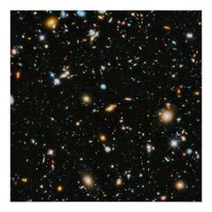 an image of many different objects in the dark sky with stars all over it and some bright lights on them