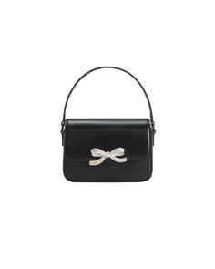 A timeless silhouette meets our statement diamanté bow in this micro bag crafted entirely from 100% black leather. Designed to fit all the essentials, the compact design fastens with a magnetic flap closure. Black leather exterior Magnetic flap closure Removable shoulder chain Luxury Shoulder Bag With Bow For Party, Luxury Party Shoulder Bag With Bow, Luxury Formal Shoulder Bag With Bow, Elegant Formal Shoulder Bag With Bow, Evening Top Handle Bag With Bow, Evening Shoulder Bag With Bow And Top Handle, Evening Rectangular Shoulder Bag With Detachable Bow, Rectangular Evening Shoulder Bag With Detachable Bow, Formal Rectangular Bags With Detachable Bow