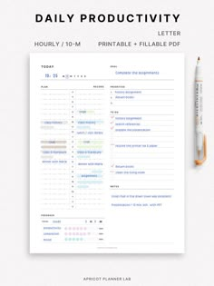 This daily planner has 2 schedules for both planning and recording your time spent. 10-minute time blocking will help your time management and lessen wasted time. Also, you can review your work time, productivity, concentration, and other themes with bar graphs. Self-feedback will make your tomorrow more productive. Thus, this planner is especially good as a work planner, and study planner. | Undated | Mon and Sun start | 24 hours | Hourly daily | Day on 1 page | Daily schedule | time management Work Daily Planner Printable, Full Focus Planner Tips, 10 Minute Planner, Daily Planner Layout, Planner Layout Ideas, Daily Study Planner, Daily Planner Schedule, Student Daily Planner, Planner Design Layout