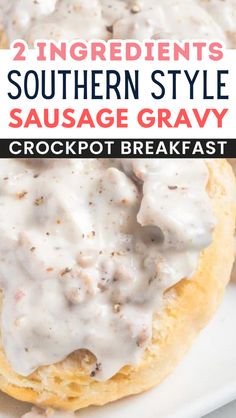 Experience the taste of the South with our Southern Style Crockpot Sausage Gravy! Made easy with just two ingredients, this recipe delivers rich, velvety gravy that pairs perfectly with biscuits or any breakfast dish. Ideal for lazy weekends or busy mornings—let your crockpot do the work while you relax. Crockpot Sausage Gravy, Sausage And Potato Recipes, Crispy Fried Chicken Breast, Sausage Sheet Pan Dinner, Crockpot Sausage, Parmesan Pork Chops, Southern Comfort Recipes, Sausage Gravy Recipe, Lazy Dinners