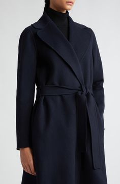 Max Mara Poldo Double Face Wool Wrap Coat | Nordstrom Luxury Belted Wool Coat With Notch Lapel, Formal Wool Coat With Belted Cuffs And Lapel Collar, Formal Wool Coat With Belted Cuffs And Notch Lapel, Belted Wool Coat With Lapel Collar For Work, Business Wool Outerwear With Self Belt, Business Outerwear With Notch Lapel And Self Belt, Formal Long Coat With Self Belt, Formal Belted Wool Coat With Notch Lapel, Business Wool Coat With Belted Lapel Collar