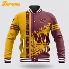 NFL Washington Commanders Baseball Jacket For Awesome Fans Show your team spirit in style with the NFL Baseball Jacket. This classic jacket features t... Team-colored Outerwear With Team Name For Game Day, Team-colored Outerwear With Team Name For Sports Events, Game Day Varsity Jacket With Team Name, Game Day Long Sleeve Varsity Jacket With Team Name, Varsity Jacket With Team Name For Game Day, Team-colored Varsity Outerwear With Team Name, Team-colored Outerwear For Game Day And Sports Season, Team-colored Outerwear With Team Name For Sports Season, Team-colored Outerwear For Game Day With Team Spirit