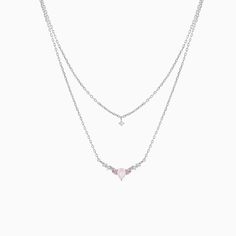 Silver Png, Necklaces Pink, Sweet Like Honey, Pink Charm, Layered Necklaces Silver, Necklaces Silver, Double Strand Necklace, Necklace Chain Lengths, Sugar Rush