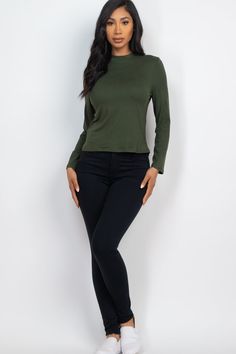 Mock neck solid long sleeve top from Capella Apparel Soft & light weight, high stretch jersey Style number: BT2662 Fabric Details: 92% Polyester, 8% Spandex Model is 5'8" and is wearing a Small Stretch Solid Color Turtleneck, Stretch Solid Color Elastane Turtleneck, Stretch Elastane Turtleneck, Elastane Long Sleeve Top For Layering, Solid Color Soft Stretch Long Sleeve Tops, Solid Long Sleeve Tops With Soft Stretch, Stretch Turtleneck Long Sleeve Top In Elastane, Stretch Turtleneck Long Sleeve Top, Stretch Elastane Turtleneck Long Sleeve Top