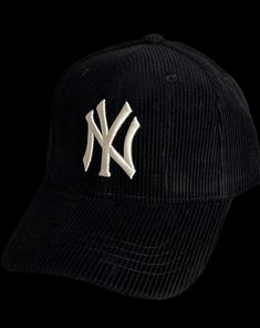 Color: BLACK  NY hat  Corduroy material Adjustable  Unisex Black Flat Brim Baseball Cap, Black Winter Snapback Hat With Curved Brim, Black Winter Snapback Hat, Black Curved Brim Snapback Hat For Winter, Black Snapback Hat With Curved Brim For Winter, Black Snapback Hat For Winter, Winter Black Baseball Cap With Curved Brim, Adjustable Black Baseball Cap For Winter, Casual Black Brimmed Dad Hat