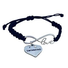 Love Swimming Adjustable Rope Bracelet Casual Jewelry With Adjustable Band For Friendship, Casual Metal Jewelry With Adjustable Cord, Casual Silver Jewelry With Adjustable Clasp, Adjustable Blue Braided Friendship Bracelets, Adjustable Resizable Braided Bracelets For Friendship, Casual Adjustable Metal Braided Bracelets, Casual Adjustable Metal Braided Bracelet, Adjustable Sliding Knot Wristband For Friendship, Casual Silver Bracelets With Adjustable Cord