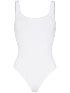 This white Wolford Jamaika string bodysuit suspends from slender shoulder straps, has a second skin fit, and features high-cut legs for a flattering seam free appearance under trousers and skirts. Whoever said, 'You're jamaiking me crazy,' was clearly visualising this Wolford bodysuit. Slip it on, and watch as passers by go wild. Wolford Bodysuit, Body Outfit, Tank Bodysuit, Body Top, White Bodysuit, Designer Lingerie, White Sleeveless, Black Bodysuit, Perfect Outfit