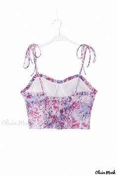 Olivia Mark - Floral Sleeveless Camisole Top with Sexy Figure-Hugging Fit Pink Sleeveless Crop Top With Built-in Bra, Fitted Purple Tank Top With Built-in Bra, Fitted Sleeveless Summer Tank Top, Stretch Cami Vest For Summer, Cotton Sleeveless Vest With Built-in Bra, Summer Cotton Corset With Built-in Bra, Summer Sleeveless Camisole With Adjustable Straps, Sleeveless Summer Tank Top With Built-in Bra, Fitted Cotton Tank Top With Delicate Straps