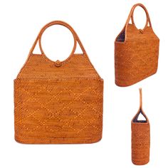 The Bali Tall Malboro Rattan Straw Handbag is the perfect accessory for any stylish woman. This beautiful, handmade rattan bag is made by skilled artisans in Bali, using natural materials to create a one-of-a-kind piece that is both fashionable and functional. The tall, cylindrical shape adds a unique touch to the classic rattan style, making it the perfect bag for everyday use or a night out. With its spacious interior and beautiful design, the Tall Malboro Rattan Handbag is sure to impress. Sh Brown Rattan Shoulder Bag, Brown Rattan Tote Beach Bag, Everyday Crochet Bag With Open Weave, Rectangular Brown Rattan Straw Bag, Brown Woven Rattan Bag, Everyday Rattan Shoulder Bag, Brown Rattan Top Handle Bag, Natural Top Handle Bucket Bag For Market, Top Handle Natural Bucket Bag For Market