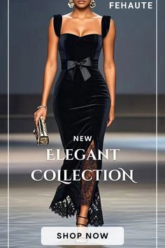 Get ready to turn heads in a captivating black evening dress. Shop our latest arrivals and find the perfect piece to make a bold fashion statement. Maxi Velvet Dress, Mermaid Maxi Dress, Black Evening Dress, Lace Bow, Black Evening Dresses, Maxi Dress Evening, Dress Spaghetti, Lace Bows, Black Bow