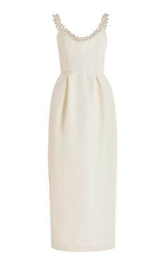 Pearl Neckline Silk Column Dress By Monique Lhuillier | Moda Operandi Monique Lhuillier Gowns, Dreamy Gowns, Long Cocktail Dress, Silk Maxi, Column Dress, Formal Casual, Fashion Sewing Pattern, Silk Maxi Dress, Monique Lhuillier