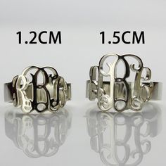 Personalized Sterling Silver Monogram Ring Adjustable White Initial Ring For Anniversary, Adjustable Engraved Ring With Initials, Adjustable White Gold Initial Open Ring, Adjustable Engraved Initial Open Ring, Silver Monogram Engraved Open Ring, Monogram White Gold Promise Ring, Adjustable Silver Monogram Ring, Silver Open Ring With Monogram Engraving, Adjustable Sterling Silver Initial Ring In White