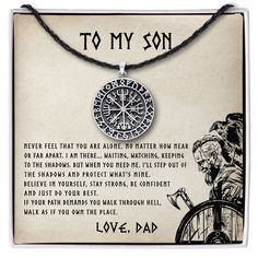 a necklace with the words to my son on it