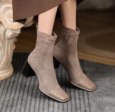 Chic High Heel Chelsea Boots For Winter, Chic Chelsea Boots With Pointed Toe For Winter, Winter Suede Ankle-high Chelsea Boots, Chic Pointed Toe Chelsea Boots For Winter, Chic Martin Boots For Workwear In Fall, Chic Chelsea Boots Medium Width For Winter, Chic Square Toe Chelsea Boots For Winter, Elegant Ankle-high Chelsea Boots For Fall, Chic Suede Chelsea Boots For Winter