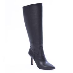 The perfect boots for your classy outfits. The spool heel is elegant but comfortable to be worn from a day in the office with a skirt suit, to a night out with a midi black dress. Choose the calf circumference and height that best fit you, click the button above to get to know how to correctly measure your calf. Details: Fine nappa leather upper, leather lining Leather sole with a non-slip rubber insert Covered block heel Slip on with internal half zip fastening Knee-high shaft Pointed toe Heel Classic Heeled Boots With Almond Toe And Padded Heel, Classic Almond Toe Heeled Boots With Padded Heel, Fitted Luxury Knee-high Boots For Work, Luxury Fitted Knee-high Boots For Work, Sleek High Shaft Boots For Workwear, Luxury Fitted Heeled Boots With Stacked Heel, High Shaft Heeled Boots For Work, Workwear High Shaft Heeled Boots, Formal Fitted Knee-high Boots With Leather Lining