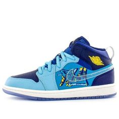 (PS) Air Jordan 1 Mid 'Fly' BV8173-400 (AJ1/SNKR/Retro/Mid Top/Non-Slip/Basketball/Shock-absorbing) Throwback Blue Basketball Shoes With Round Toe, Throwback Blue Sneakers With Round Toe, Throwback Blue Round Toe Sneakers, Blue High-top Throwback Basketball Shoes, Throwback Blue High-top Basketball Shoes, Blue Synthetic Skate Shoes For Light Sports, Throwback Style Blue High-top Basketball Shoes, Blue Breathable Synthetic Skate Shoes, Blue Mid-top Basketball Shoes For Training