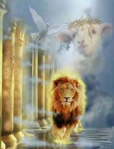 the lion and the lamb are walking in the water