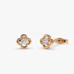 Gold Kt: 14K (also available in 18K)
Available Gold Color: Rose Gold, Yellow Gold, White Gold
Length and Width of Stud: 5.25 X 5.25MM
Round Diamonds: 2 pcs 2.5MM
Total CTW: 0.14 ctw
Diamond Color-Clarity: G Color Si Clarity

You'll look enviously stylish in these eye-catching star diamond earrings. A unique display of luxury, these diamond earrings will show off your unwavering self-confidence. The beautiful star setting features twelve individual diamonds that will make your ears sparkle. Brigh Gold Studs Earrings Indian Small Diamond, Luxury Dainty Rose Cut Diamond Earrings, Luxury Dainty Earrings With Rose Cut Diamonds, Formal 14k Gold Diamond Earrings In Flower Shape, Formal 14k Gold Diamond Earrings With Flower Shape, Formal Flower Shaped Diamond Earrings In 14k Gold, Formal 14k Gold Flower-shaped Diamond Earrings, Fine Jewelry 14k Gold Diamond Earrings With Flower Shape, 14k Gold Diamond Earrings In Flower Shape