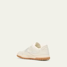 Gucci leather low-top sneakers with fabric trim and embroidered GG logo accent 2.00 in / 50 mm flat heel Round toe Lace-up vamp Rubber outsole Lining: Fabric Additional pair of laces included Made in Italy Travel Size Perfume, Evening Flats, Cocktail Jacket, Gg Logo, Gucci Leather, Loafer Mules, Fabric Trim, Pump Sandals, Platform Pumps