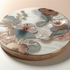 "Exquisite resin art table featuring a soothing blend of pastel tones and metallic highlights. Nature-inspired patterns flow seamlessly, creating bewitching blossom designs beneath a high-gloss surface for an elegant, sophisticated look." 

#ElegantResinArt #FloralResinTable #NatureInspiredDesign #GlossyFurniture #PastelHomeDecor #MetallicAccents Resin Art Table, Pastel Resin, Resist Art, Abstract Resin Art, Sculpture Art Projects, Pastel Home Decor