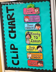 a classroom door decorated with clip chart magnets