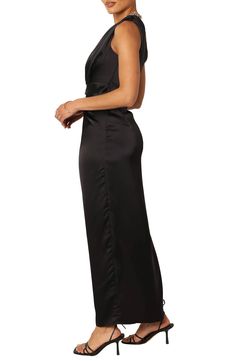 This sleek shoulder-baring maxi is crafted from rich satin and accented with a stem-showing side vent. Hidden back-zip closure One-shoulder neck Side vent Partially lined 100% polyester Hand wash, dry flat Imported Satin Maxi, Satin Maxi Dress, Nordstrom Dresses, One Shoulder, Size 2, Hand Wash, Sleek, Nordstrom, Maxi Dress